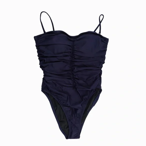 New JCREW Size 12 Ruched Sweetheart One-Piece Swimsuit in Navy - Picture 4 of 5